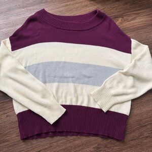 Lucky Brand Women's Sweater in Purple, Cream, and Gray